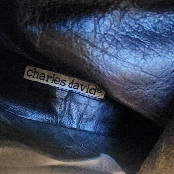 CHARLES DAVID Women's Black Leather Valentino Heeled Boots - Size 7.5 - Picture 12 of 16